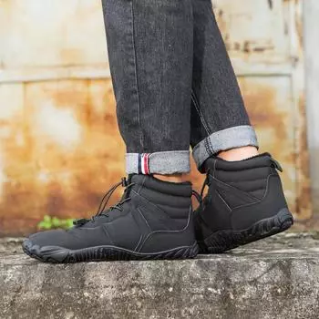 Outdoor cotton shoes waterproof hiking cotton boots velvet thermal shoes couple sports thickened non-slip snow boots 36 чёрный