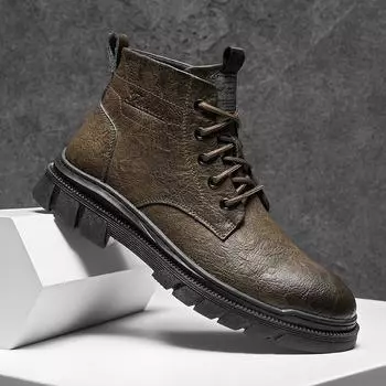 Outdoor Desert Boots Fashion Men Footwear All-match Men Fashion Ankle Leather Boots High-Top Tooling Shoes Classic Unk Boots 38 чёрный