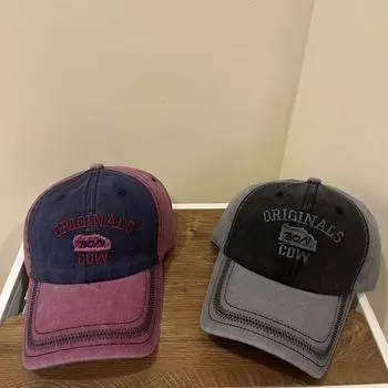 Outdoor fashion personalized street sunshade baseball cap trendy girl new washed Japanese letter embroidery cap men M56-58cm