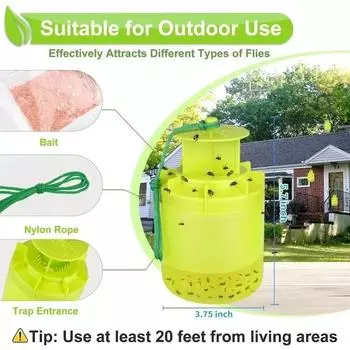 Outdoor Fly Catcher Killer Pest Control Reusable Hanging Fly Trap Flytrap Cage Net Traps Outdoor Garden Hanging Flycatcher