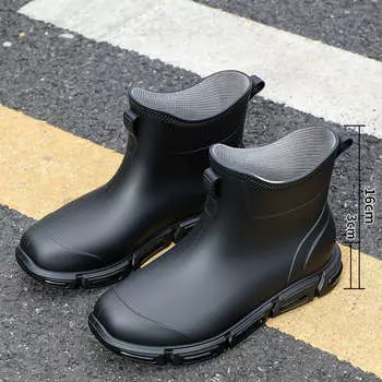 Outdoor functional sports version rain shoes non-slip thickened flat-bottomed wading boots outdoor travel shoes waterproof fashion men s rain boots 39