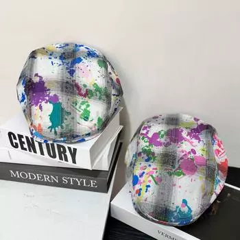 Outdoor hat new colorful graffiti beret shading personality depicts Chinese sun hat forward hat tide M56-58cm розовый зеленый