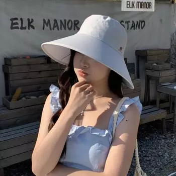 Outdoor hat sun hat women s sun protection UV protection face small bucket hat 2025 new wrap-around sun hat M56-58cm бежевый