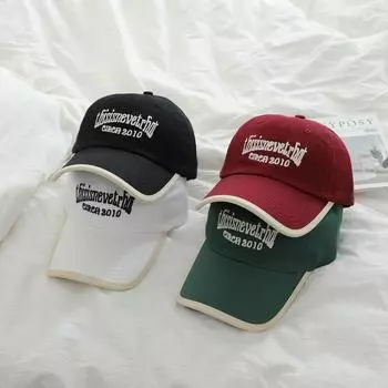 Outdoor Internet celebrity Korean letter embroidery contrasting color baseball hat men and women spring and summer casual versatile cap M56-58cm темно-коричневого