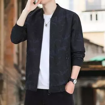 Outdoor Jacket Men s Trendy Brand Sports Loose Casual Top Clothing Spring and Autumn Loose Long-sleeved Jacket Men M чёрный