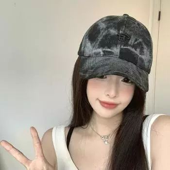 Outdoor Korea 2025 new retro old tie-dye baseball cap female personality sunshade sunscreen cap M56-58cm чёрный