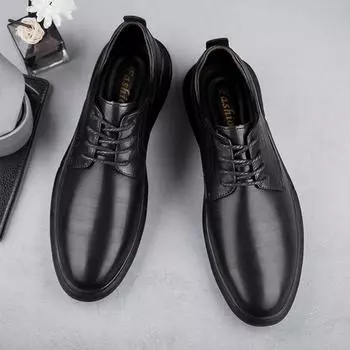 Outdoor Lace-Up for Men Driving Shoes All-match Male Coiffeur Oxfords Shoes New Men s Shoes Vintage 2024 Hot Sale Business Shoes 37 чёрный