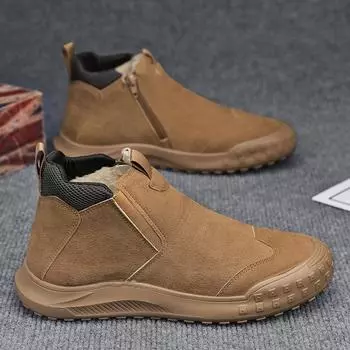 Outdoor Leather Men Sneakers Slip on Casual Shoes Men Walking Shoes Men Loafers Comfortable Hiking Footwear Lightweight 2024 39 чёрный