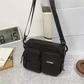 Outdoor leisure multi-pocket canvas messenger bag women s and men s simple travel nylon single shoulder small square bag чёрный