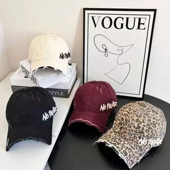 Outdoor letter embroidery washed denim baseball cap women s American retro hole made old cap soft top big head circumference hat M56-58cm чёрный