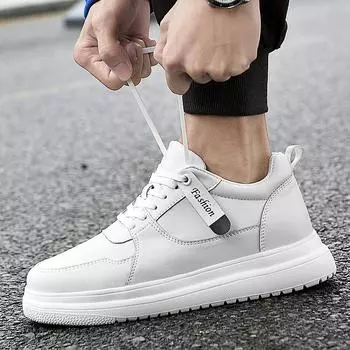 Outdoor Male Walking Shoes Genuine Leather Low Top Classic Male Shoes 2024 Fashion Men s Elevator Shoes All-match Mens Sneakers 37 чёрный