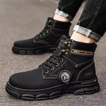 Outdoor Martin boots men s fleece tooling boots men s autumn and winter 2024 new recreational locomotive boots high-top men s boots 39