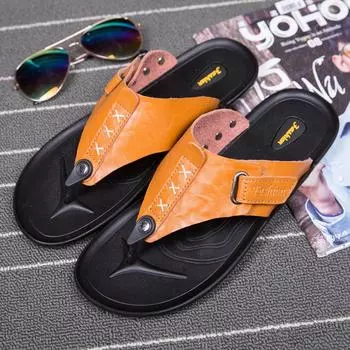 Outdoor Mens Flip Flops Summer Breathable Slippers Men Sport Beach Flats Male Antiskid Half Drag Lightweight Sandals Cool Slides 38 чёрный