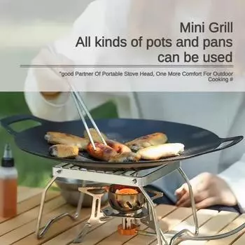 Outdoor Mini Gas Stove Stand Portable Stainless Steel Folding Camping Barbecue Rack Pot Rack Grill Pan Rack Camping Equipment