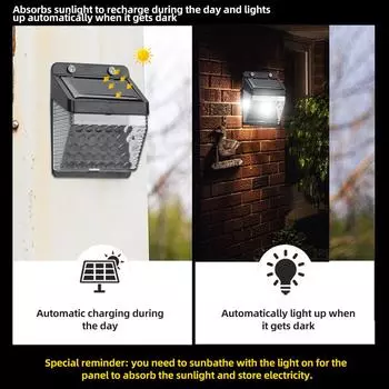 Outdoor Mini Solar LED Wall Lamp With Light Sensor Household Waterproof Balcony Patio Garden Decoration Solar Lighting Lamp