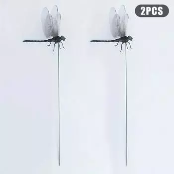 Outdoor Mosquito Repellent Simulation Stick Dragonfly Rope Dragonfly Repellent Artifact Dragonfly Stakes Yard Plant Lawn Decor 2PCS