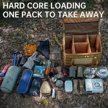 Outdoor multifunctional tool kit, large capacity camping equipment storage bag, picnic cookware gas tank anti-collision bag