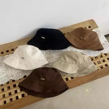 Outdoor simple bucket hat women autumn and winter retro face small bucket hat versatile big head circumference hat M56-58cm чёрный