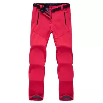 Outdoor Ski Hiking Pants Women Warm Fleece Padded Windproof Waterproof Trousers Red,3XL