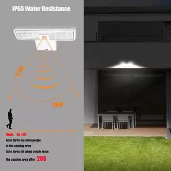 Outdoor Solar Lights With Motion Sensor 360° Rotatable Led Outdoor Lighting Waterproof Smart Control Garden Wall Light