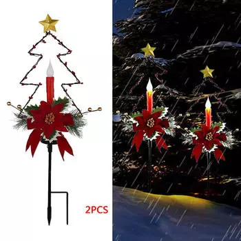 Outdoor Solar Powered Candle Lawn Light Christmas Decor Waterproof Ground Upgraded Gift for Xmas Walkway Party Backyard Home