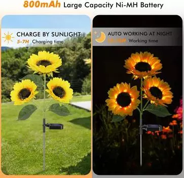 Outdoor Solar Sunflower Lanterns Courtyard Gardens Lawns Decorative Floor Lights Simulated Landscape Plant Atmosphere Lights