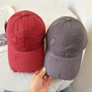 Outdoor solid color old broken edge washed baseball cap men s and women s trendy brand street casual versatile sun hat M56-58cm
