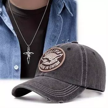 Outdoor Sports 2pcs Men s Women s Embroidered Baseball Cap Cross Pendant Necklace Set of Matching Fashion Casual Sun Hat Couple Duck Tongue Cap чёрный