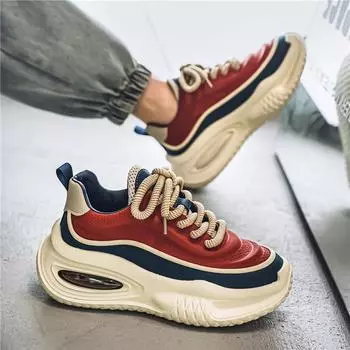 Outdoor sports shoes men s thick-soled heightening running shoes lace-up casual shoes men s teenagers wear-resistant dad shoes men s shoes 39