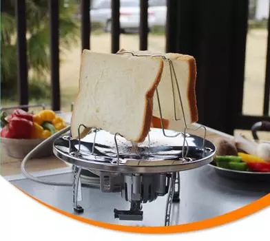 Outdoor Stainless Steel Toaster Toasted Bread Plate Camping Picnic Barbecue Grill Foldable Baking Tray серебряный