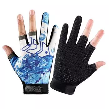 Outdoor Sun Protection Fishing Gloves for Men and Women In Summer Breathable Luya Anti Slip Wear Resistant Three Finger Cycling Fishing Gloves average size