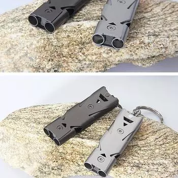 Outdoor Survival Whistle Hiking Rescue Whistle Stainless Steel Rescue Tool Camping Hiking Survival Sports Competition Whistle серый