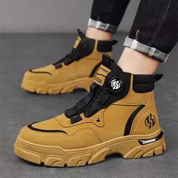 Outdoor tooling boots men s trend Martin boots velvet autumn and winter high-top men s shoes 2024 heightening locomotive shoes men s 39