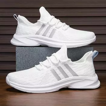Универсальная мужская повседневная обувь для улицы, дышащая обувь, нескользящая спортивная обувь, кроссовки 36 белый