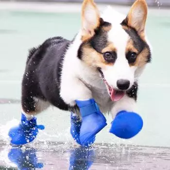 Обувь для прогулок на открытом воздухе для собак, дождевики для маленьких и средних собак, водонепроницаемые сапоги для щенков чихуахуа и пуделя, принадлежности для маскот, zapatos perro S чёрный