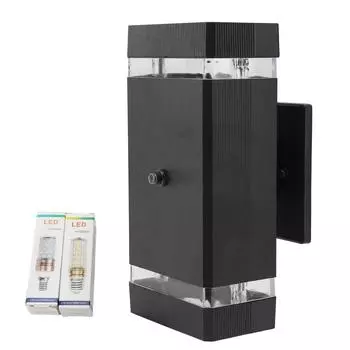 Outdoor Wall Light Fixture LED Modern Up and Down Lighting Wall Mounted Porch Light Exterior Sconce 2 Layer 30.5x23x23cm