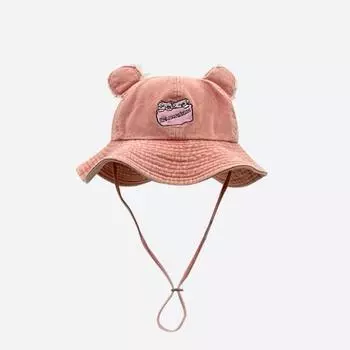 Outdoor washed denim bear ears dome fisherman hat children Korean spring new cute age-reducing sun hat M56-58cm чёрный