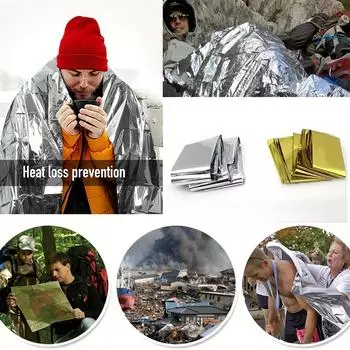 Outdoor Waterproof Emergency Bag Insulation Disaster SOS First Aid Life Saving Blanket Insulation Blanket Hiking 210*130CM серебряный