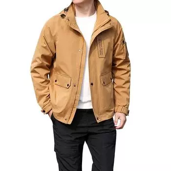 Куртка для работы на открытом воздухе, мужская, весенне-осенняя, тонкая, ветрозащитная, с несколькими карманами, с капюшоном, повседневная, для альпинизма M