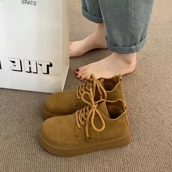 Outdoors Women Ankle Boots Fashion Non-slip Autumn Winter 2024 High Quality Wear Resistant Lace-up Women s Shoes Botines Mujer 35 хаки