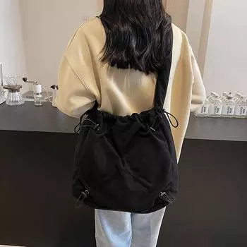 Outer single corduroy bag women s 2024 autumn casual versatile shoulder bag large capacity commuter messenger bucket bag армия зеленый