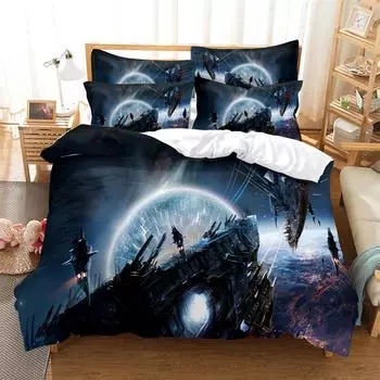 Outer space Fashion Bedding Set 2/3pcs 3D Digital Printing Duvet Cover Sets 1 Quilt Cover + 1/2 Pillowcases US/EU/AU Size EU single(135x200cm)