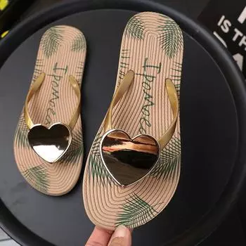 Верхняя одежда Новые тапочки женские Clip Feet Летние женские шлепанцы Модные универсальные женские шлепанцы с персиковым сердцем на плоской подошве 5