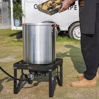 OuterMust Outdoor Portable Single Camping Propane Burner Stove 85000 BTU with 10 PSI Regulator and Cast Iron Braided Holes Perfe United States