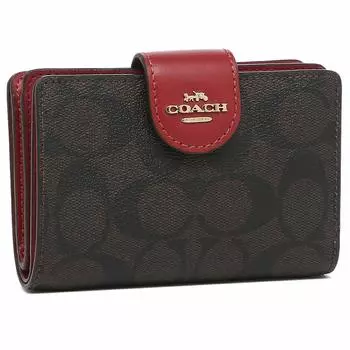 Outlet Bifold Wallet Signature FC0082 СРЕДНИЙ УГЛОВОЙ МОЛНИЯ КОШЕЛЕК SIGNATURE IMRVQ Коричневый 1941 Красный [Coach] Женский (5) [Элемент]