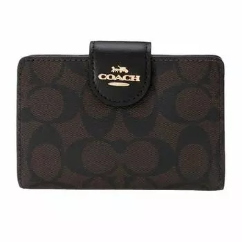 Outlet OUTLET Двойной кошелек C0082 IMAA8 Signature Canvas Коричневый [Coach] Коричневый/Черный Черный/Золотой [Товар]