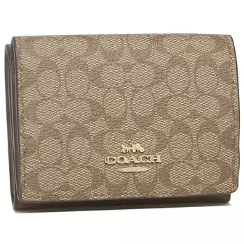 Outlet Trifold Wallet Signature Beige Brown 91806 IME74 [Coach] Women s [Item]