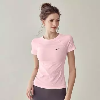 Outlets Yoga Clothes Women s Short Sleeve Tops Pilates Fitness Training Tights Stretch Quick-Drying Breathable T-shirt Pink M