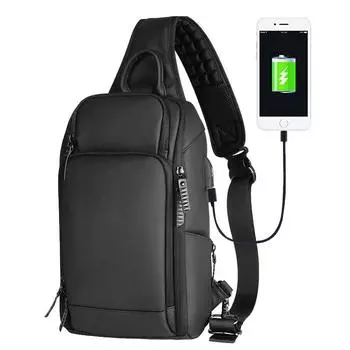 Outwalk Новая мужская модная сумка через плечо 9,7-дюймовая многофункциональная нагрудная сумка для спорта на открытом воздухе дорожная сумка 9.7 Inch чёрный