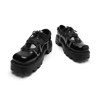 Ouyang Nana Та же весна и осень, новый стиль, бисквит, толстая подошва, маленькие кожаные туфли в британском стиле, женские универсальные туфли Jk на толстом каблуке 39 чёрный